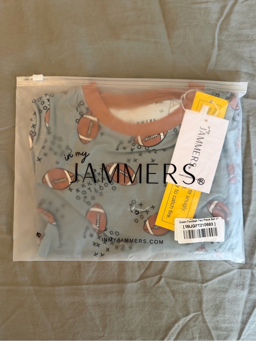 In My Jammers Kids' Football Pajama Set - Green